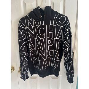 Champion Reverse Weave All Over Print Womens Medium Black‎ and White Hoodie